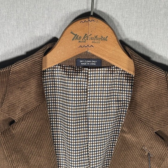 NWT Saddlebred Two Button Cotton Blazer Brown Corduroy Sport Coat Jacket 44R - Picture 3 of 9